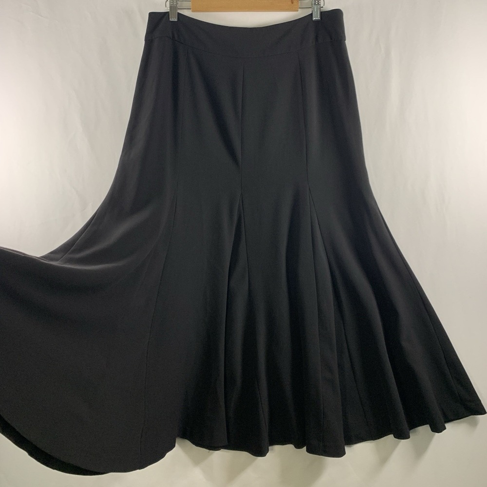 VTG Minimalist Knit Godet Trumpet Flare Maxi Skirt Size 14 Old Money Parisian